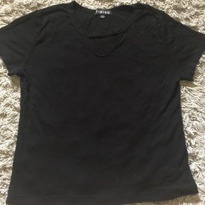 A black crop top with a cut neckline 🖤.